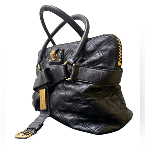 Marc Jacobs Collection Quilted Black Leather Belted Bruna Handbag Auth - Picture 2 of 16